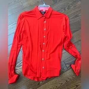 Bebe Vibrant Red Long Sleeve Blouse